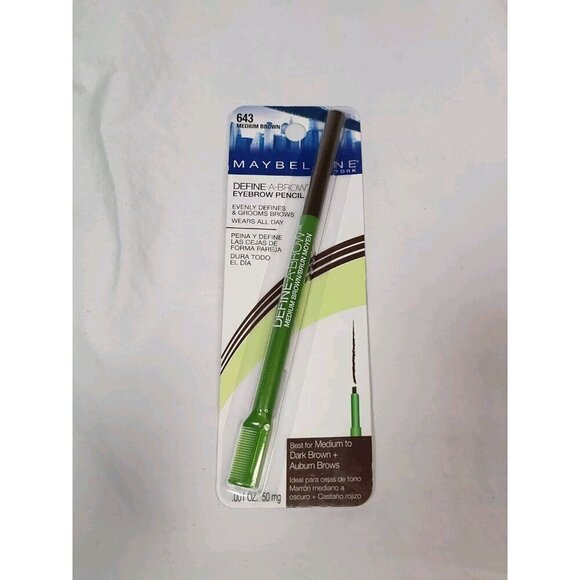 Maybelline Define A-Brow Brow Pencil Medium Brown 643 New - Picture 1 of 2